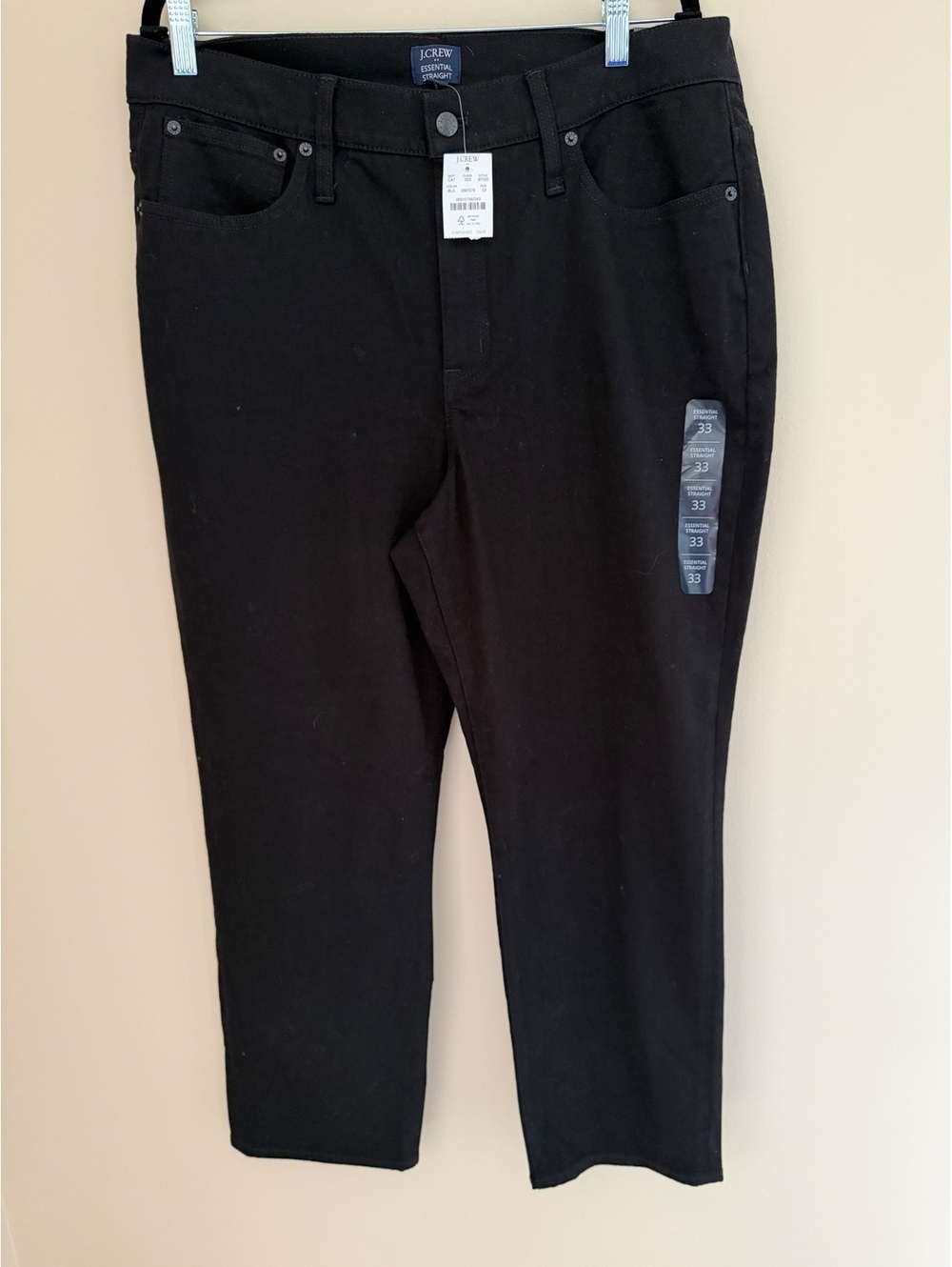 NWT J.Crew 33/27 black straight leg denim
